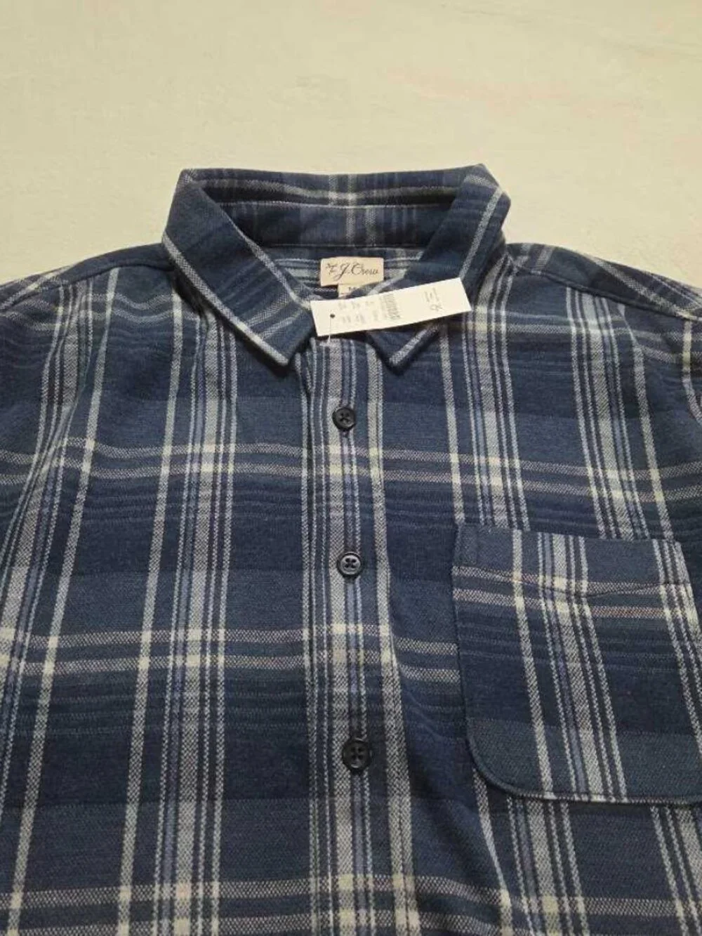 New M J.Crew lightweight Seaboard soft knit plaid button-up shirt in Seth Navy